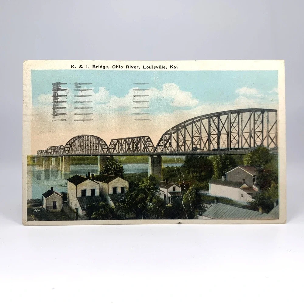 Vintage Louisville & Nashville Railroad Postcards K&I Bridge Ohio River 1935 KY
